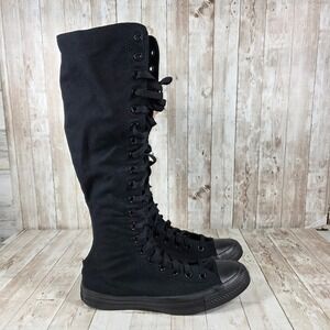 Converse Chuck Taylor‎ All Star Knee High Lace Up Black Canvas Boots Womens 9.5